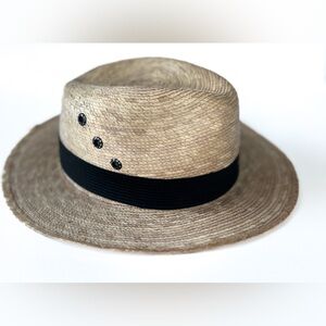 Wide Brim Mexican Palm Leaf Straw Fedora Hat